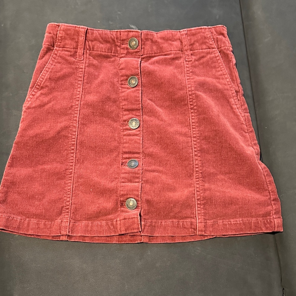 Forever 21 Red Button-Front Mini Skirt